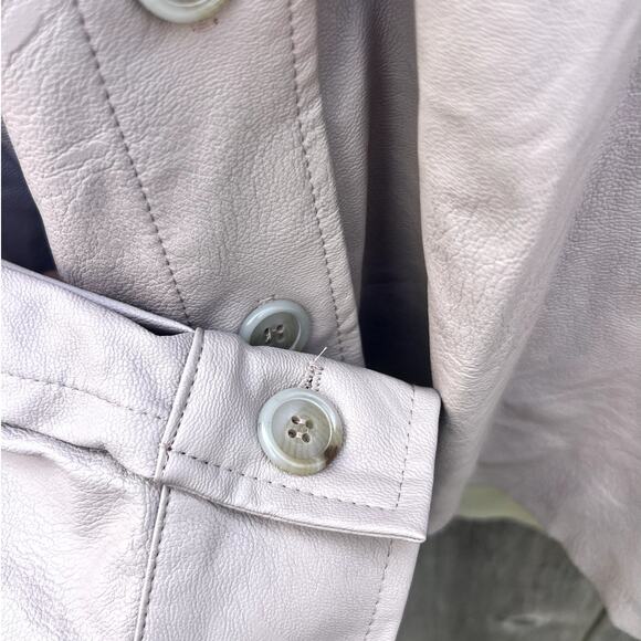 Pharaoh | Esme Boxy Crop Vegan Leather Minimalist Shirt Nude Size 1 Small - Picture 5 of 9